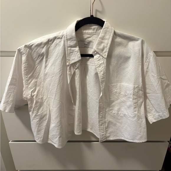 TNA White Cropped Oxford Button Up Shirt - Picture 3 of 5